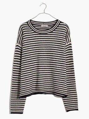 Madewell Seagrove Striped Knit Pullover Sweater Navy Cream S
